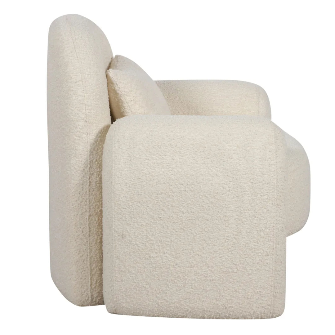 Upholstered White Linen Accent Chair