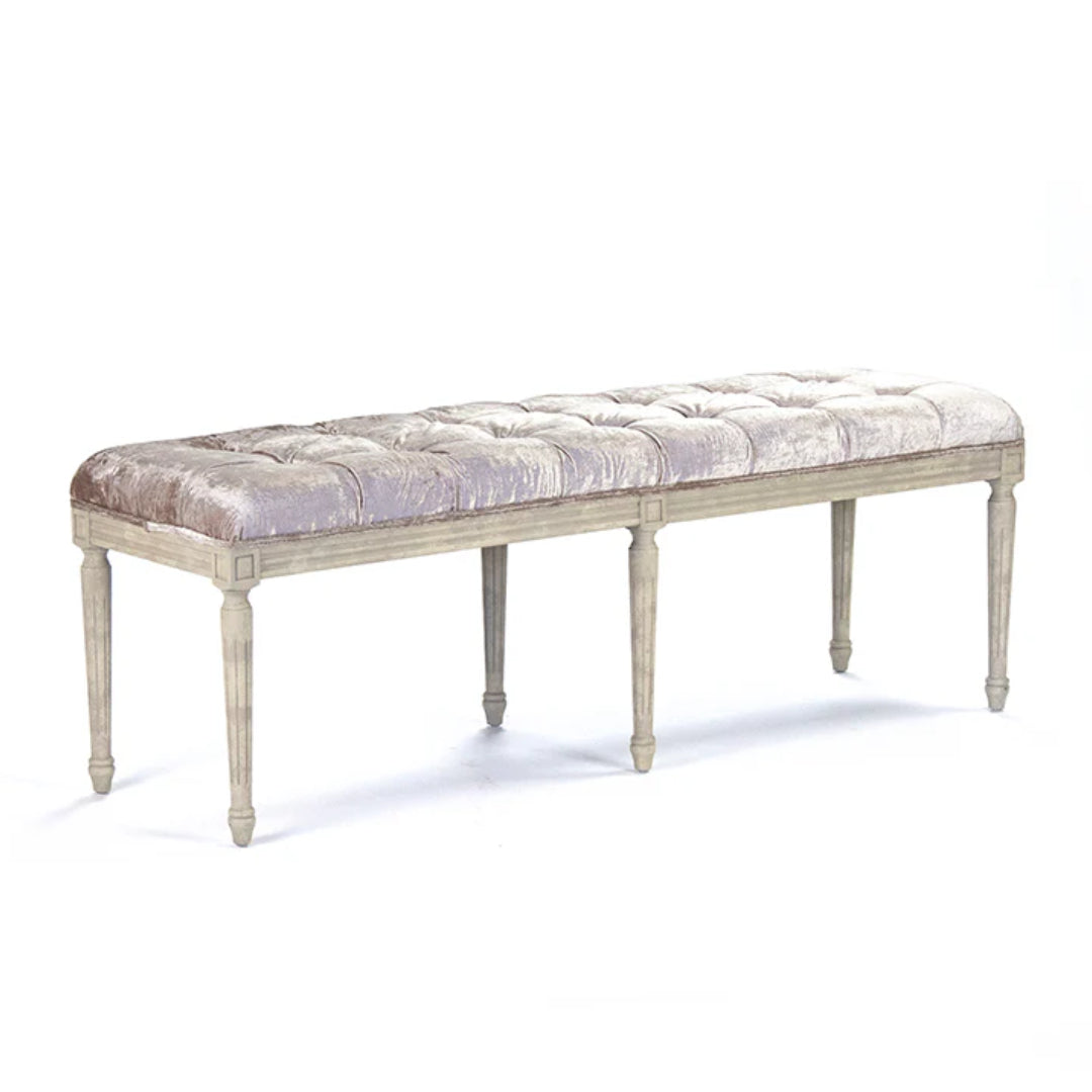 Tufted Vintage French Velvet Bench