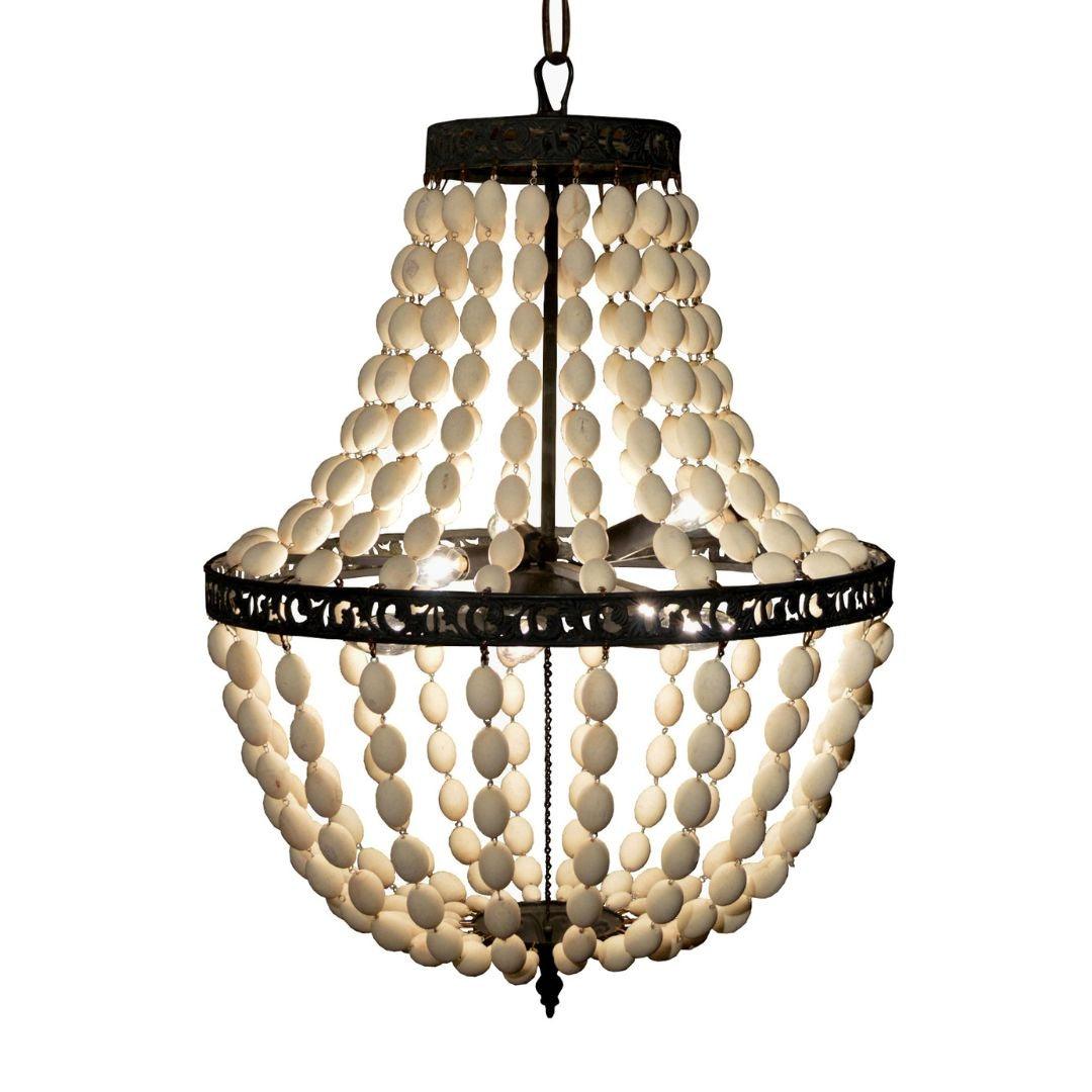 Rustic Wood Beaded Swag Chandelier