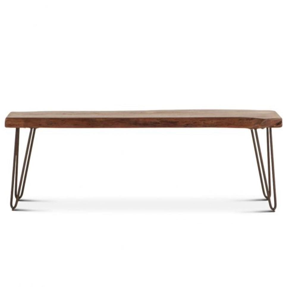 Walnut Finish Solid Acacia Wood Bench