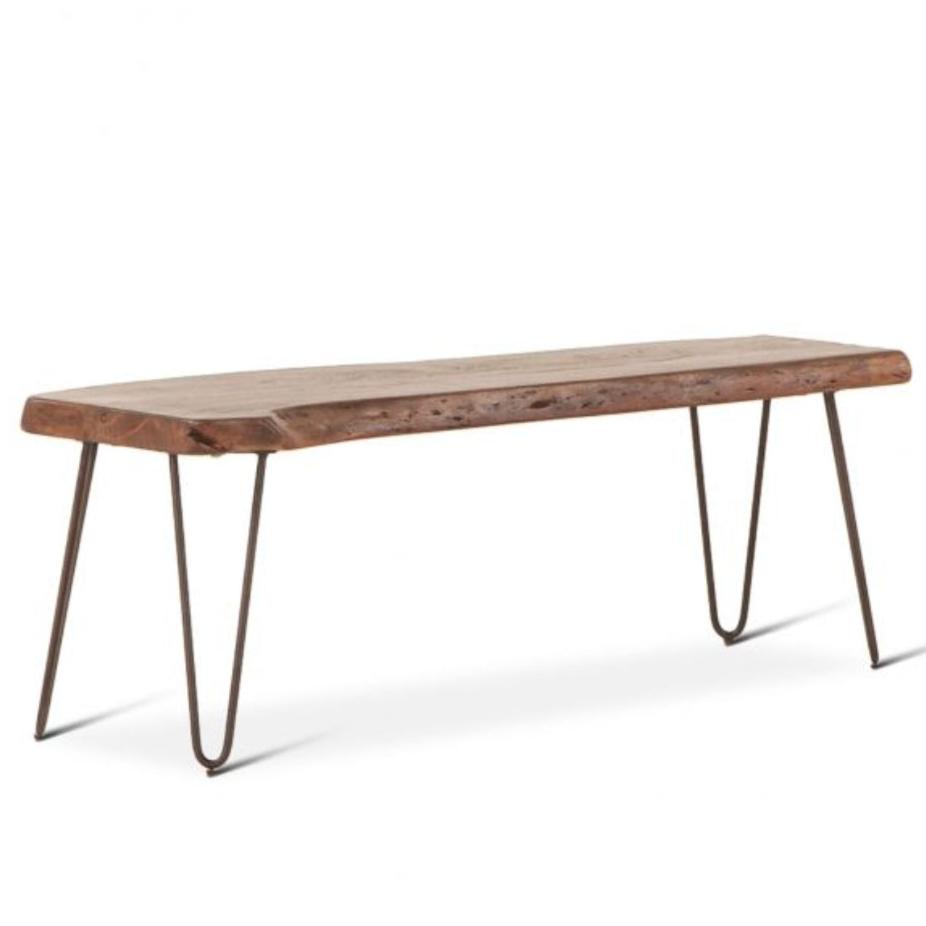 Walnut Finish Solid Acacia Wood Bench