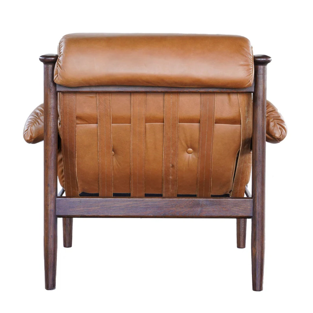 Walnut Frame Modern Leather Armchair