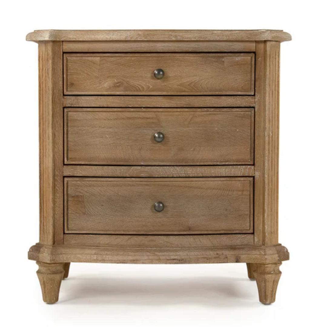 Weathered Oak Three Drawer Nightstand