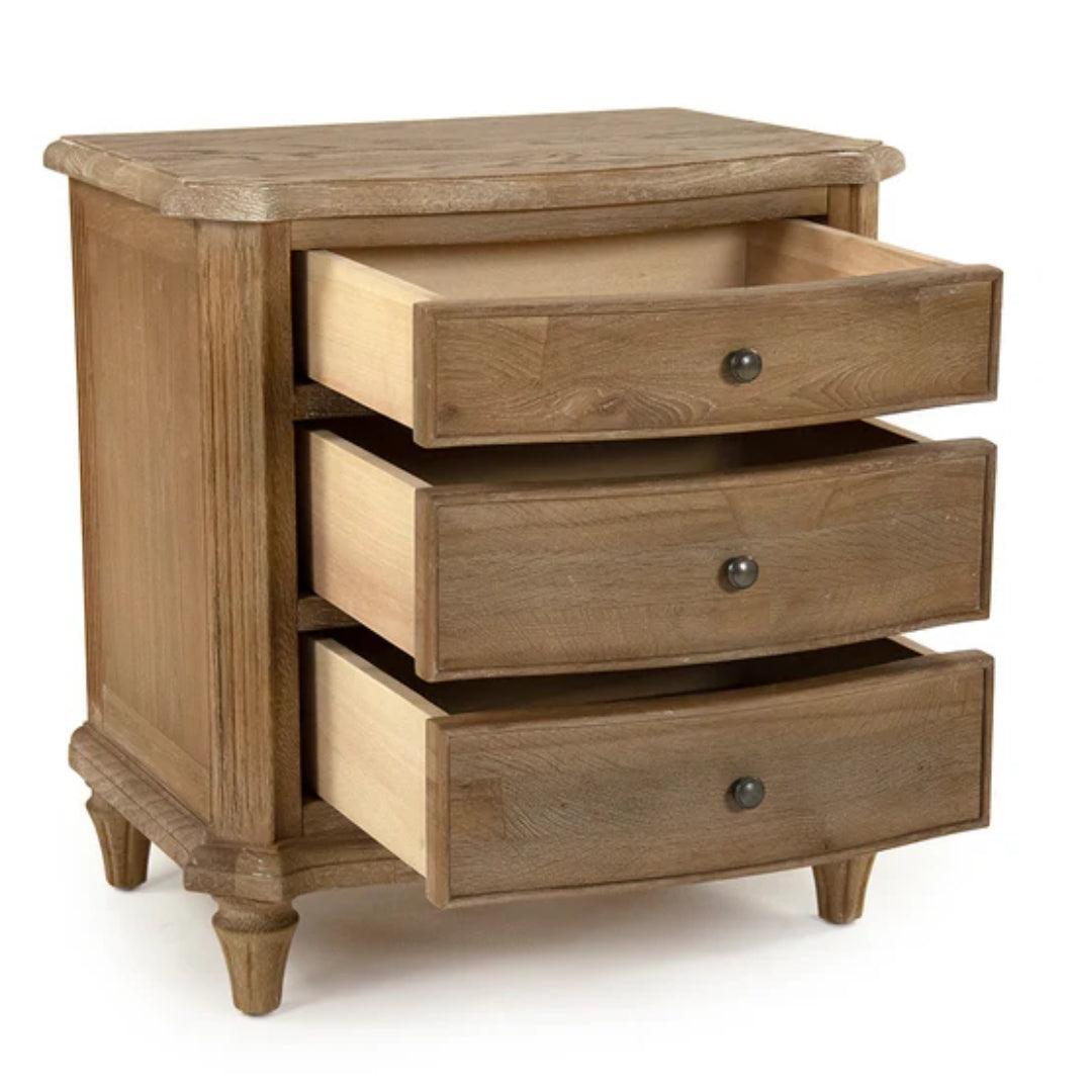 Weathered Oak Three Drawer Nightstand