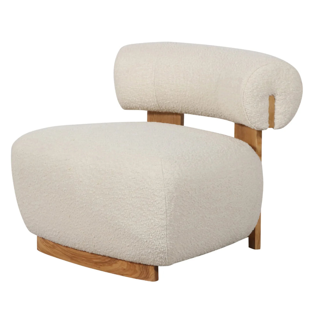 White Boucle Accent Chair 