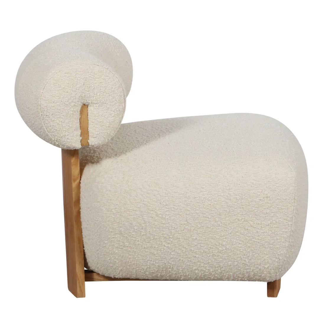 White Boucle Accent Chair 