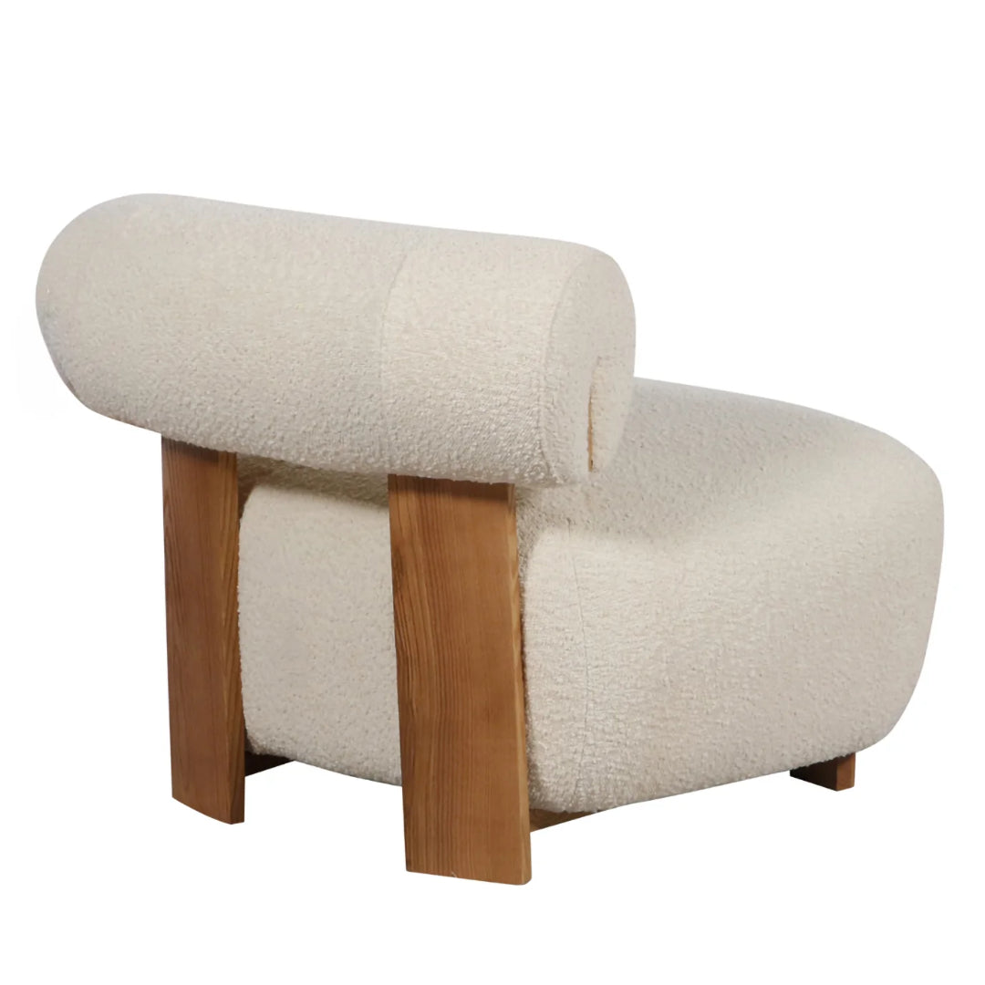 White Boucle Accent Chair 