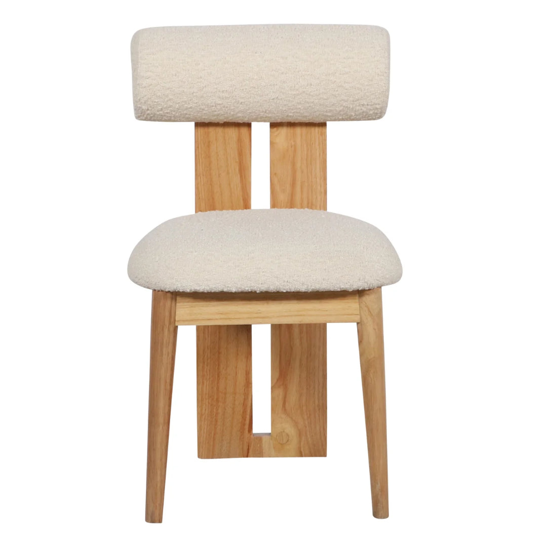 White Boucle Dining Side Chair Set