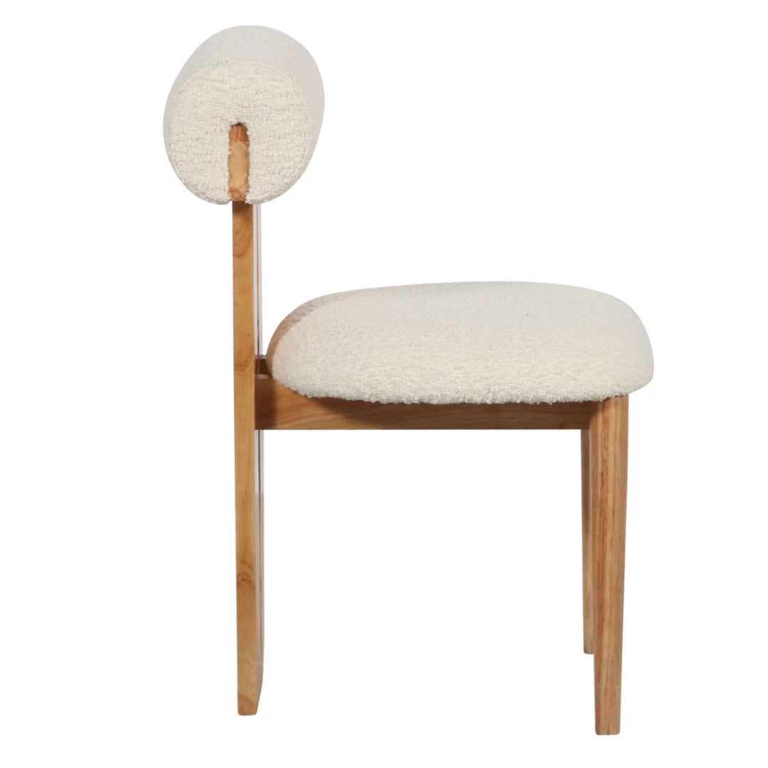 White Boucle Dining Side Chair