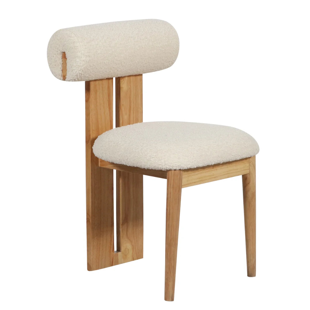 White Boucle Dining Side Chair Set