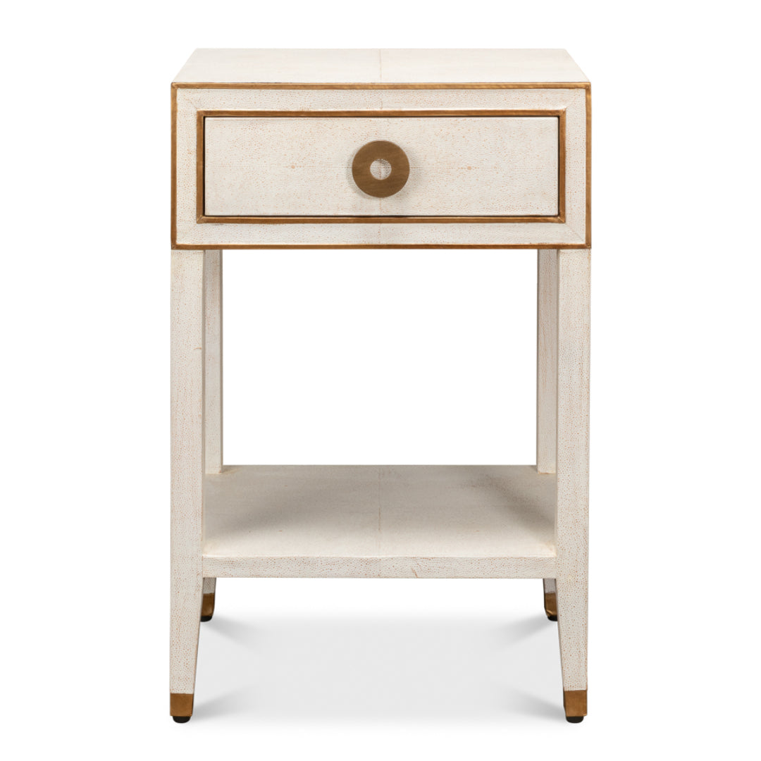 White Brass Shagreen Nightstand