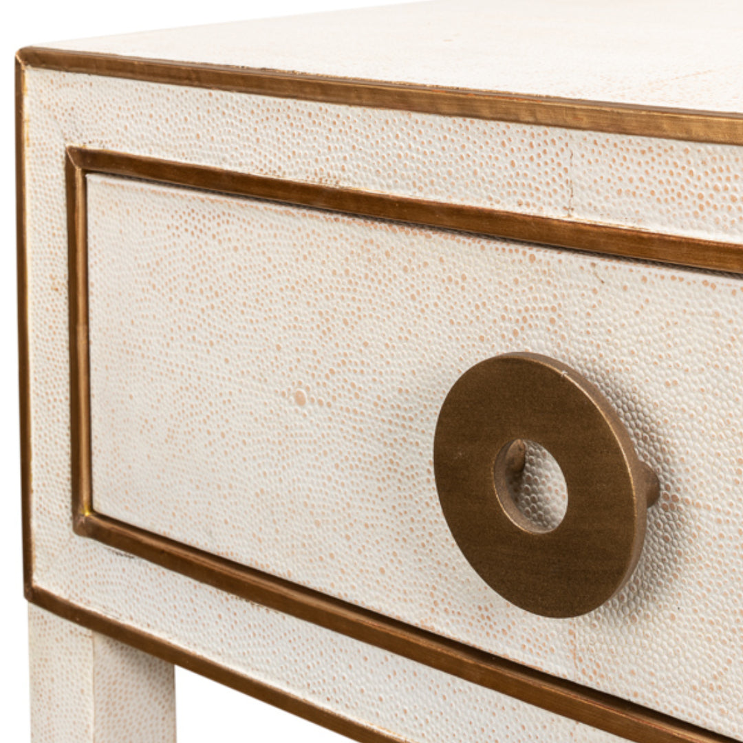 White Brass Shagreen Nightstand