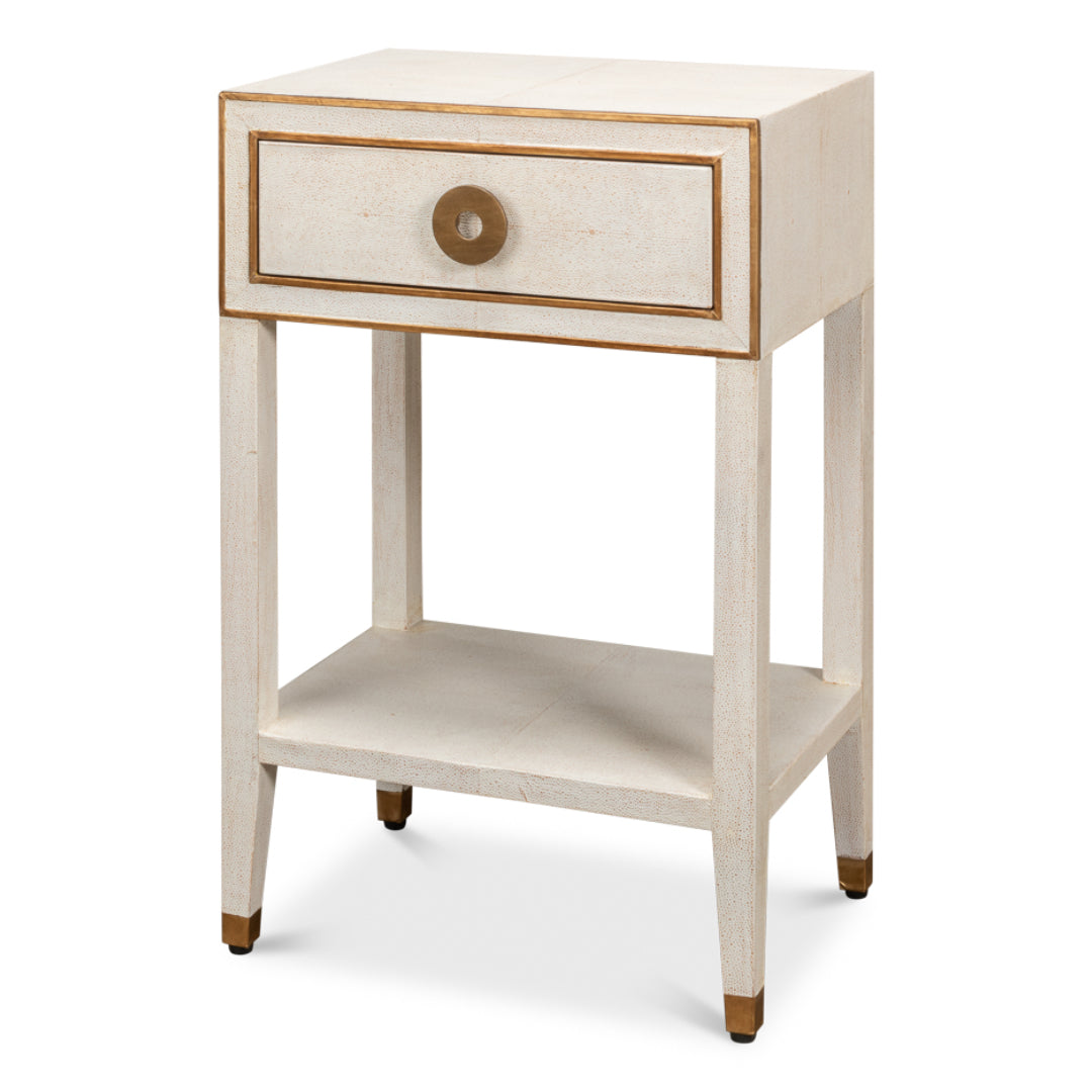 White Brass Shagreen Nightstand