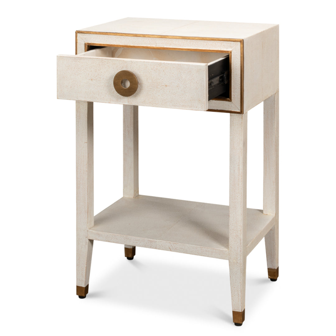 White Brass Shagreen Nightstand