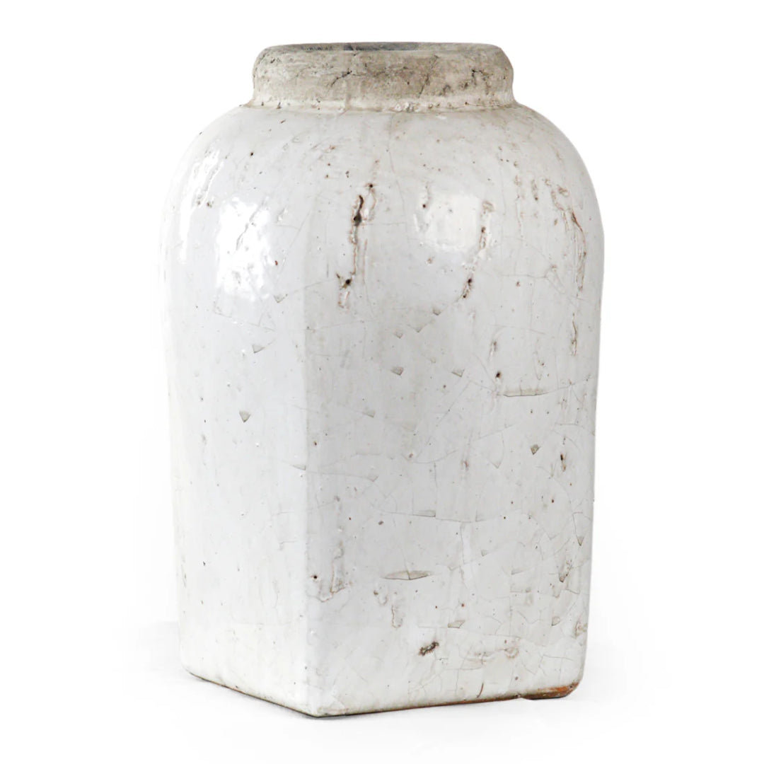 Vintage Style White Jar Stoneware - Set of 2