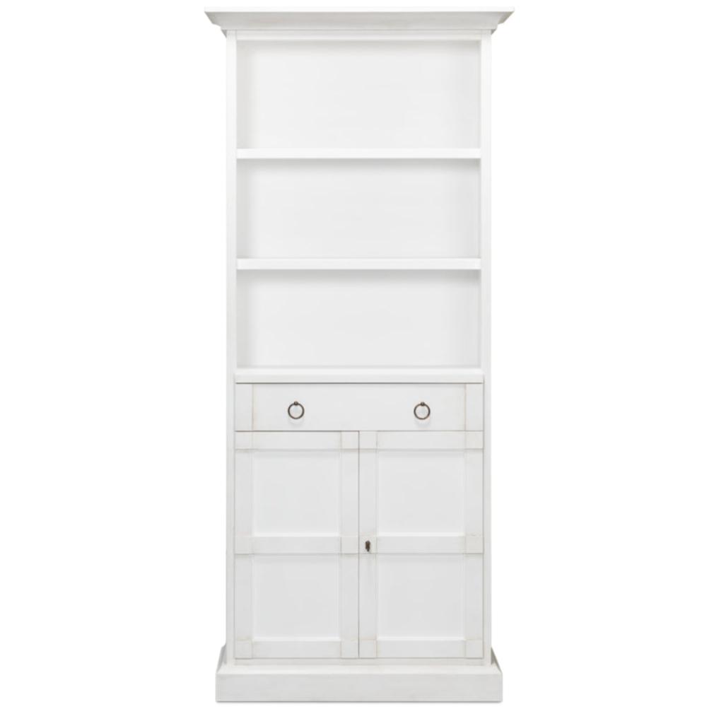 White Open Shelf with Doors Bookcase