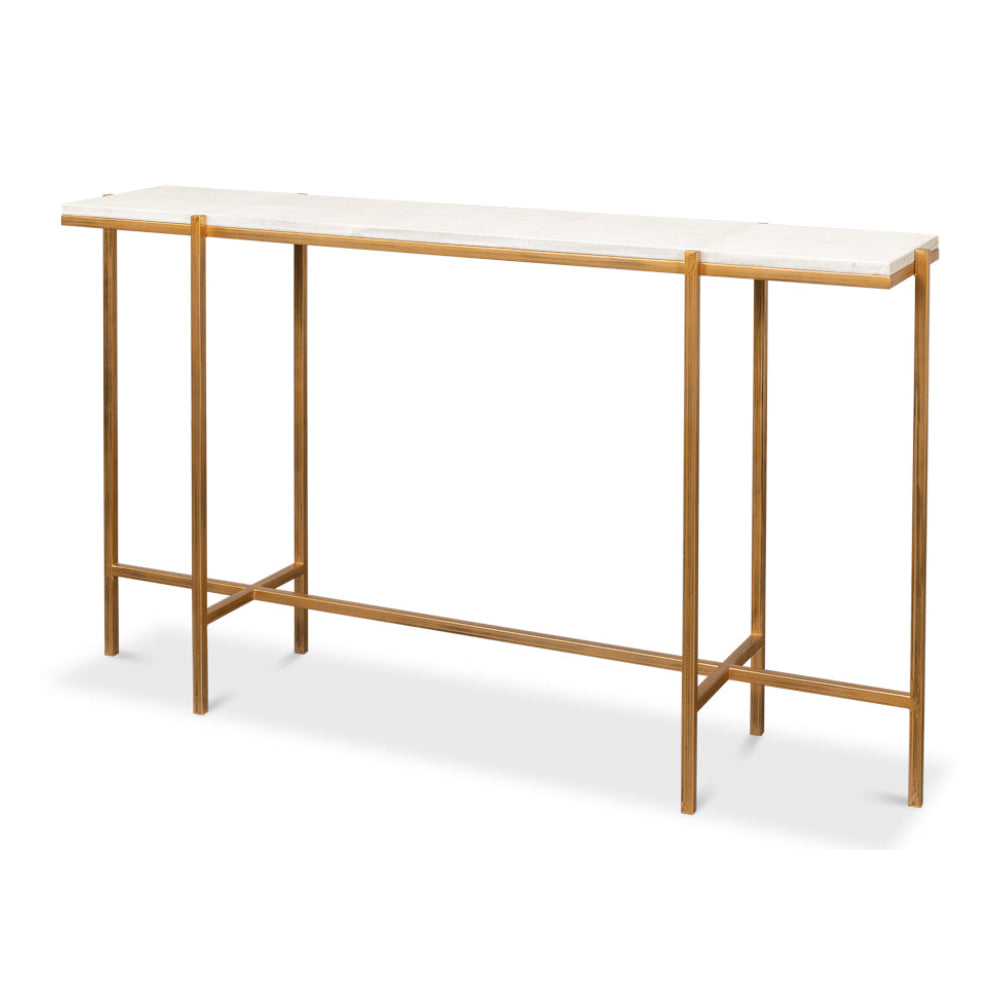 Luxe White Shagreen Console Table