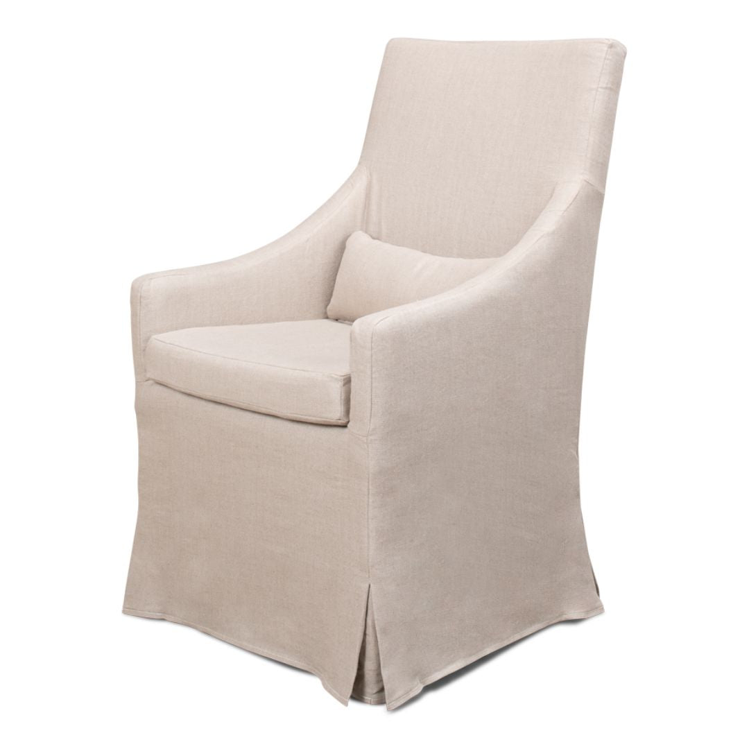 White Linen Skirted Armchair