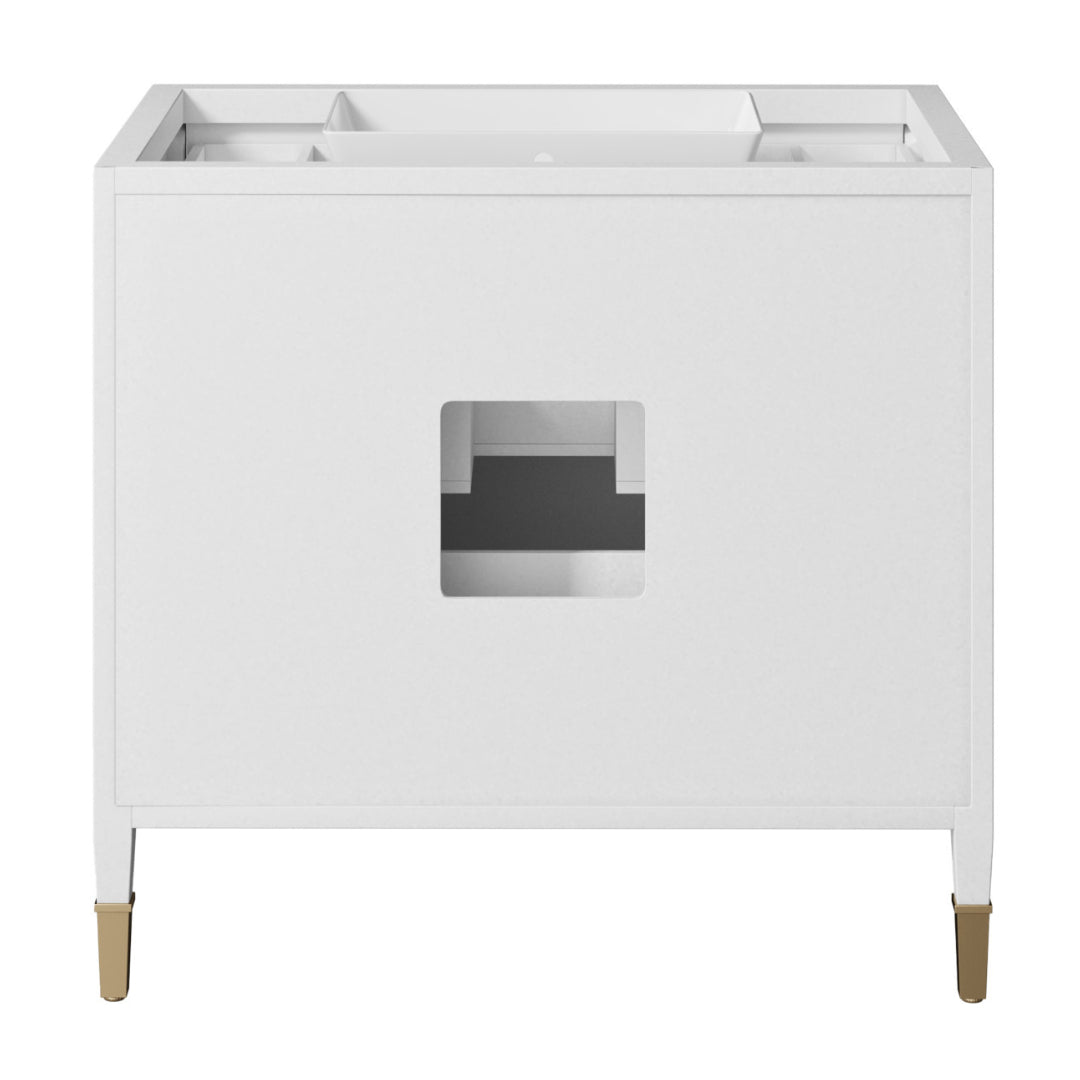 Contemporary White Vanity with Brass Pulls