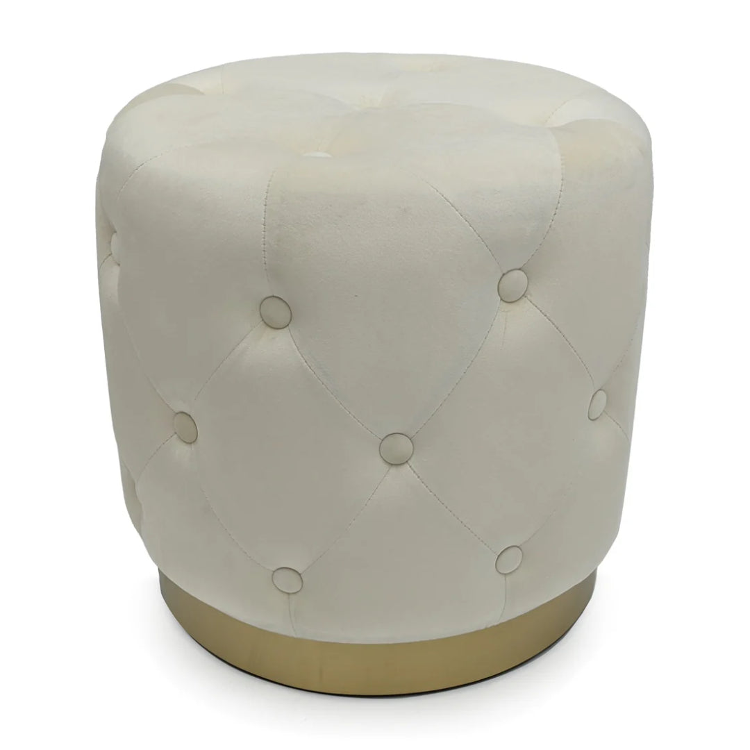 White Velvet Accent Stool