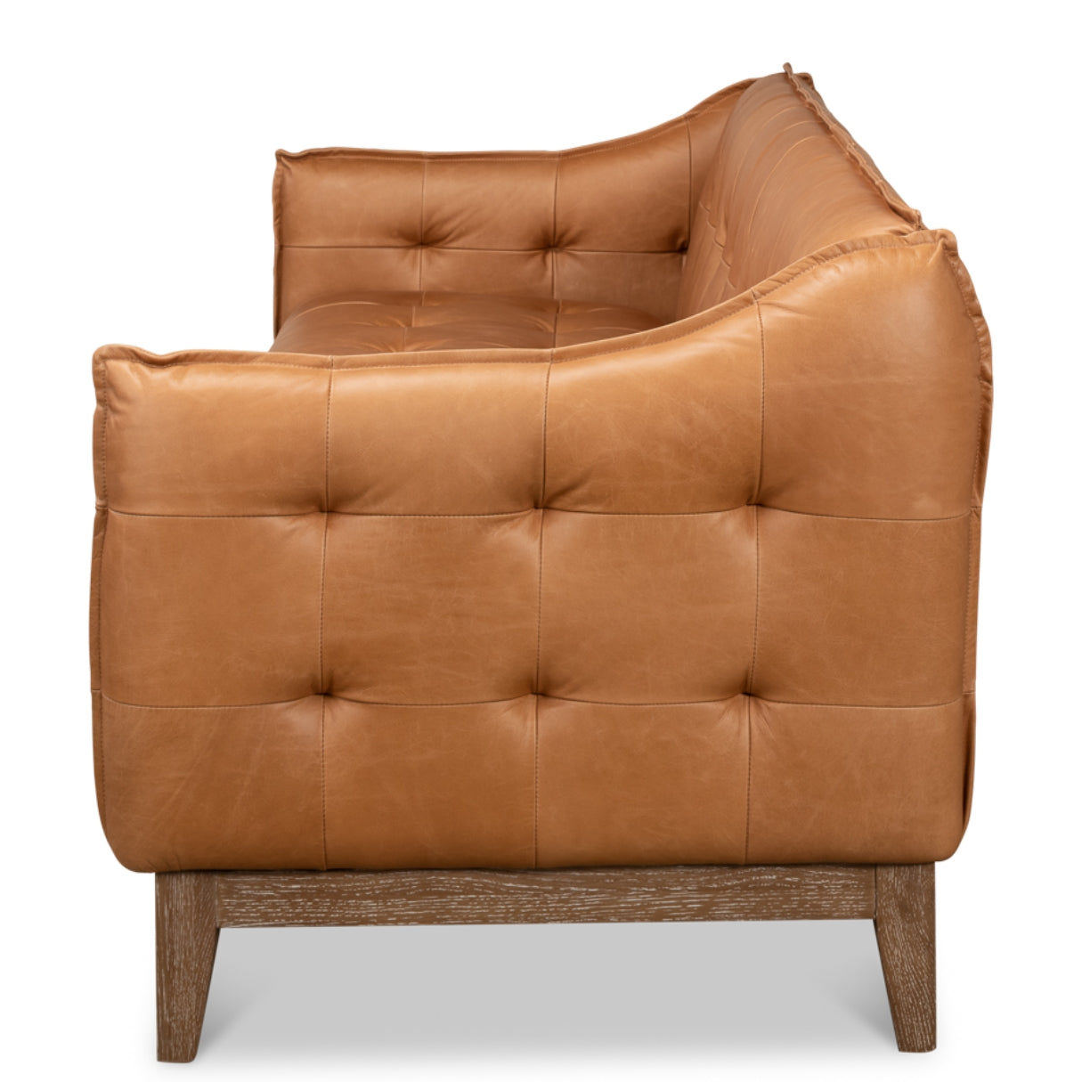 Light Brown Tufted Leather Sofa