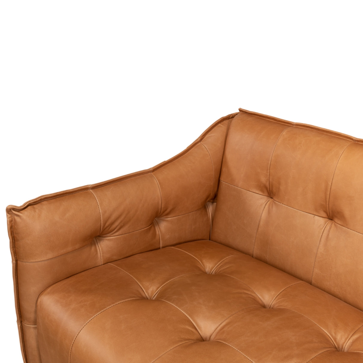 Light Brown Tufted Leather Sofa