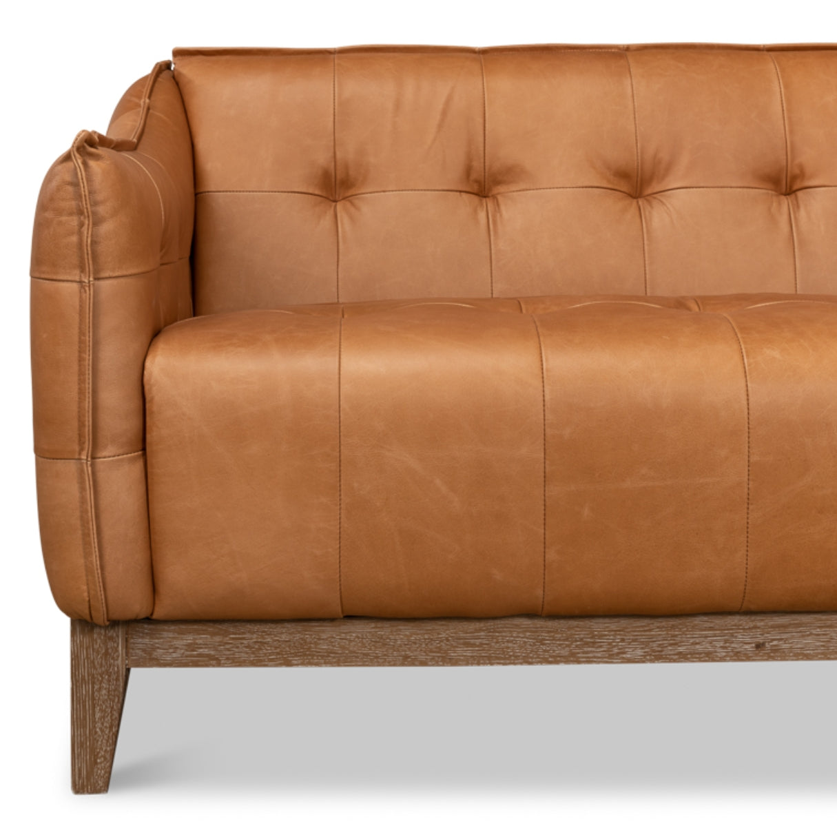 Light Brown Tufted Leather Sofa