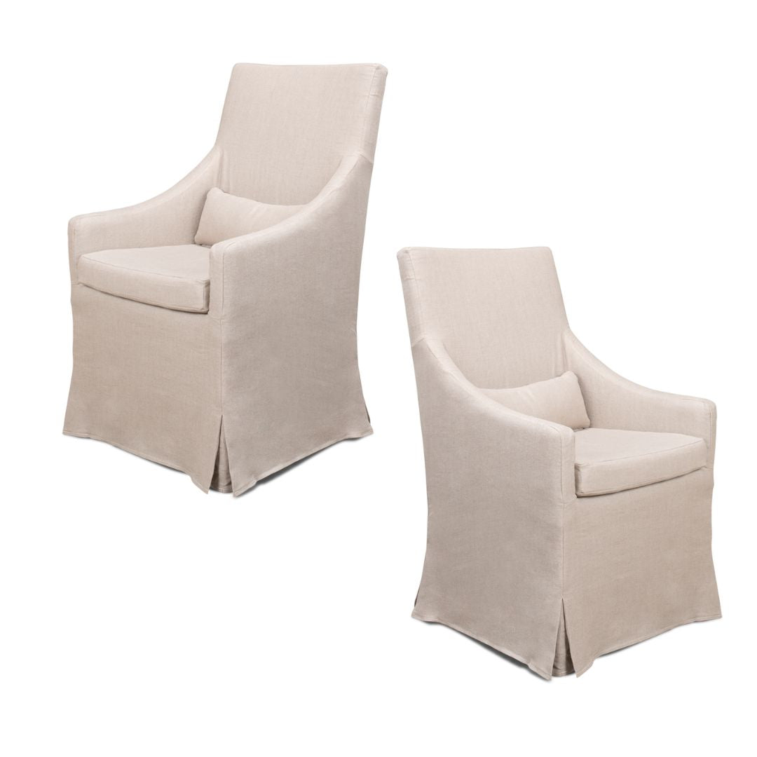 White Linen Skirted Armchair