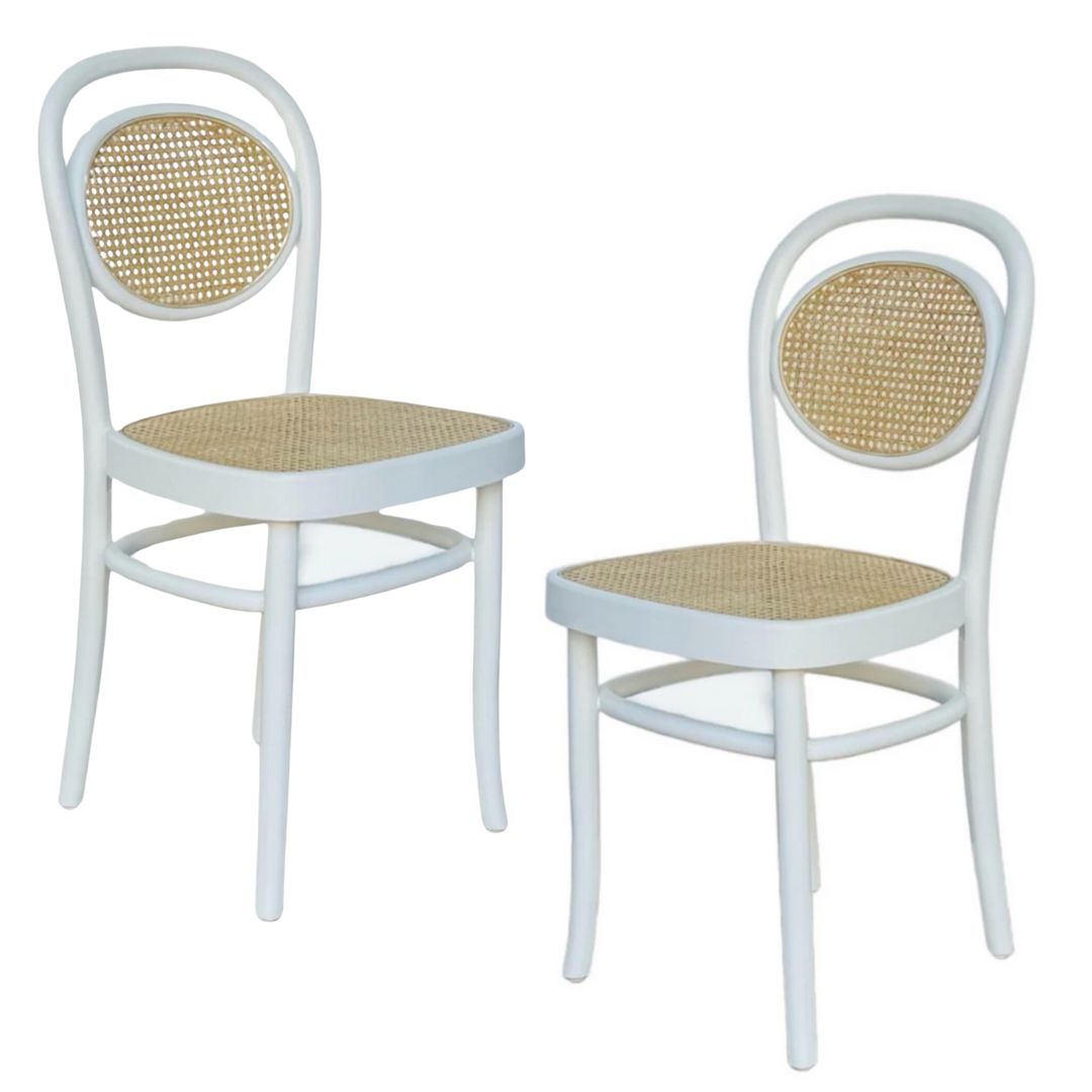 White French Bistro Cane Dining Chairs - Set