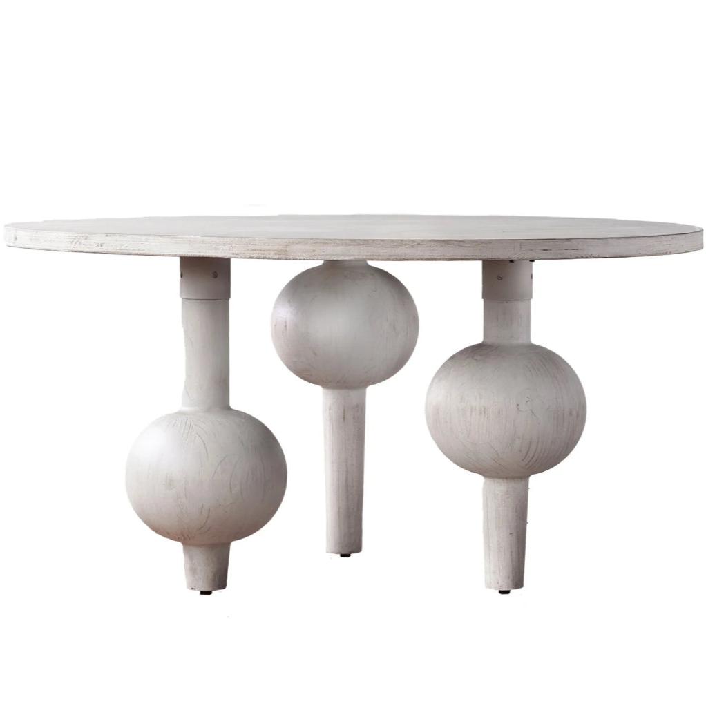 Whitewashed Round Dining Table