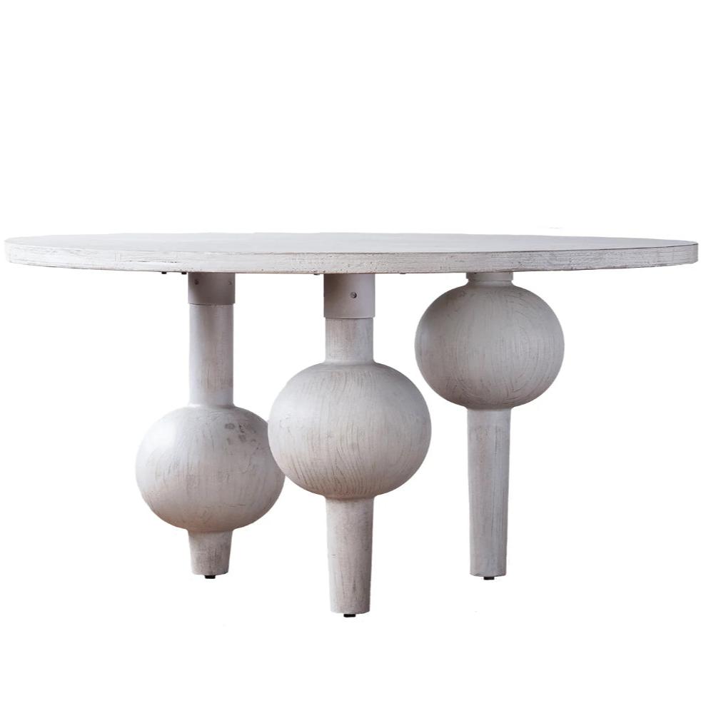 Whitewashed Round Dining Table