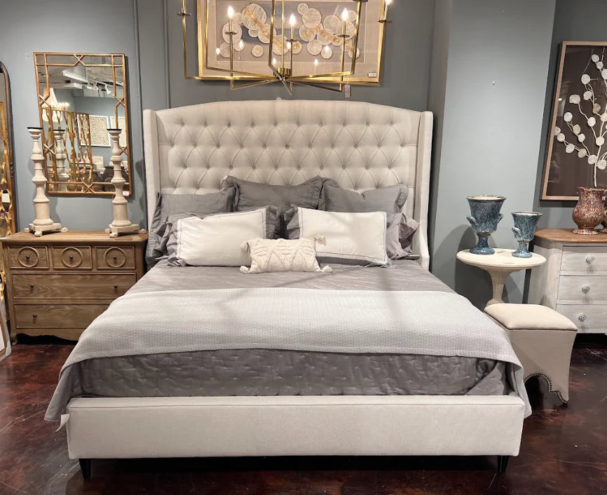 Diamond Tufted Wingback Bed