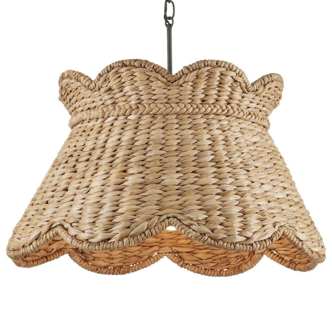 Woven Scalloped Rattan Pendant Light