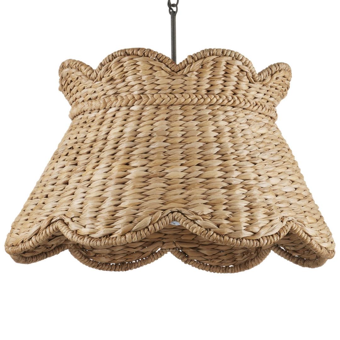 Woven Scalloped Rattan Pendant Light