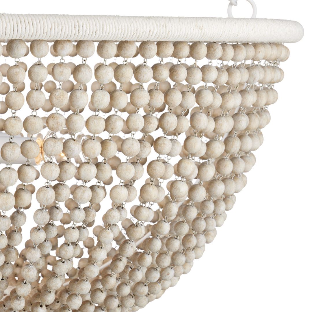 Sugar White Wood Beaded Chandelier