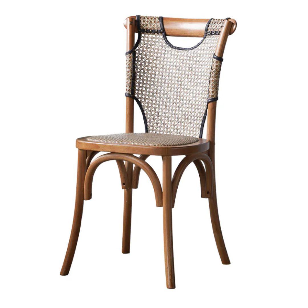 Rattan Weave Back Dining Chairs - Set of 2