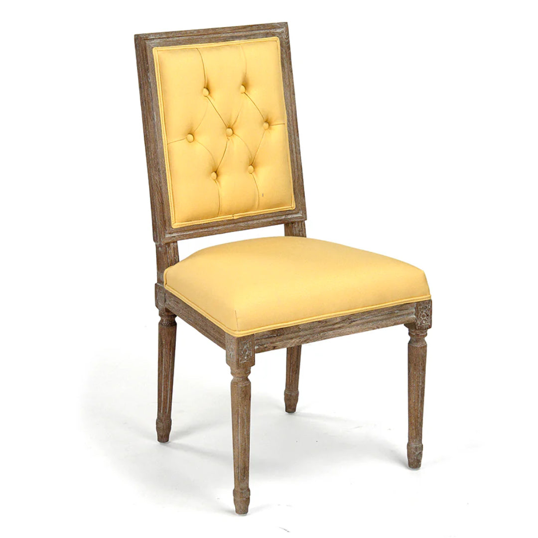 Upholstered French Country Yellow Side Chair