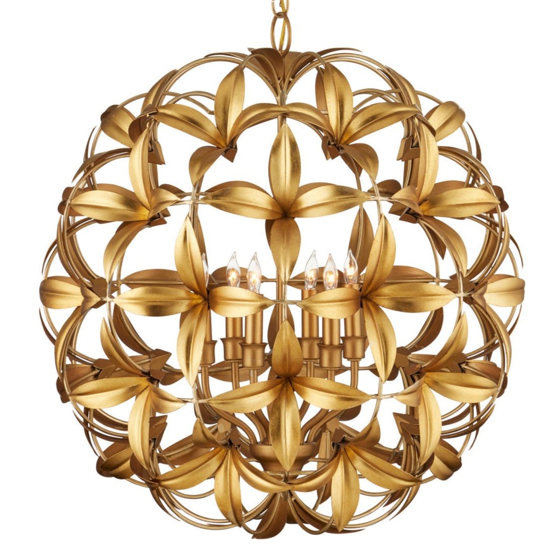 Nature-Inspired 6-Light Gold Orb Chandelier