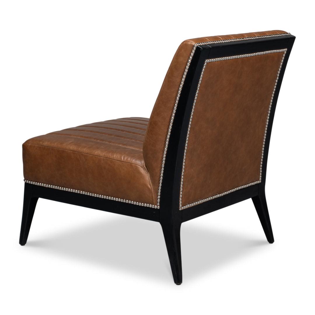 Modern Brown Leather Slipper Chair