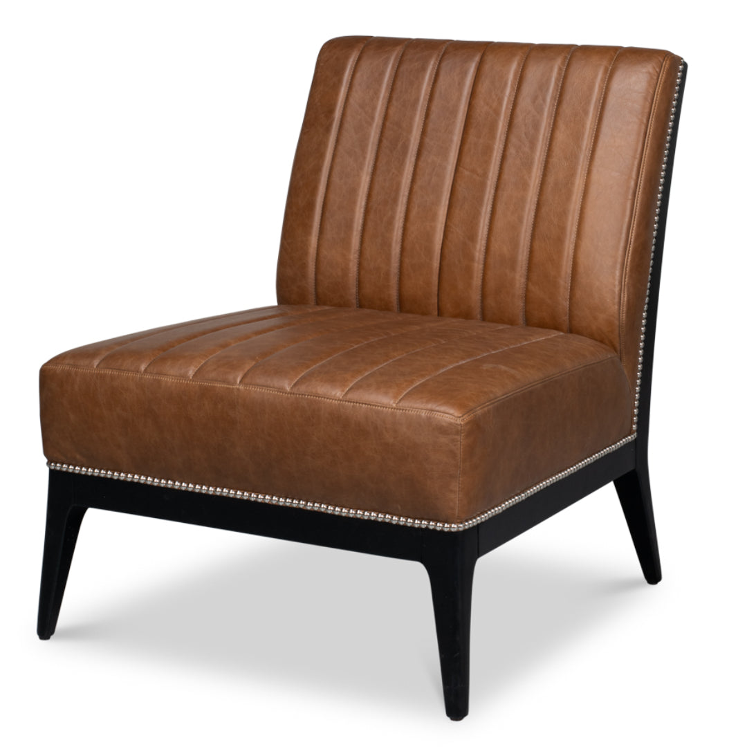 Upholstered Brown Slipper Chair