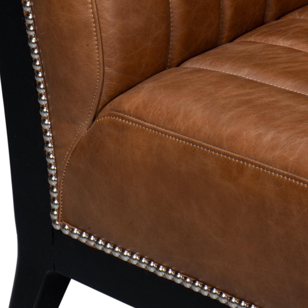 Modern Brown Leather Slipper Chair