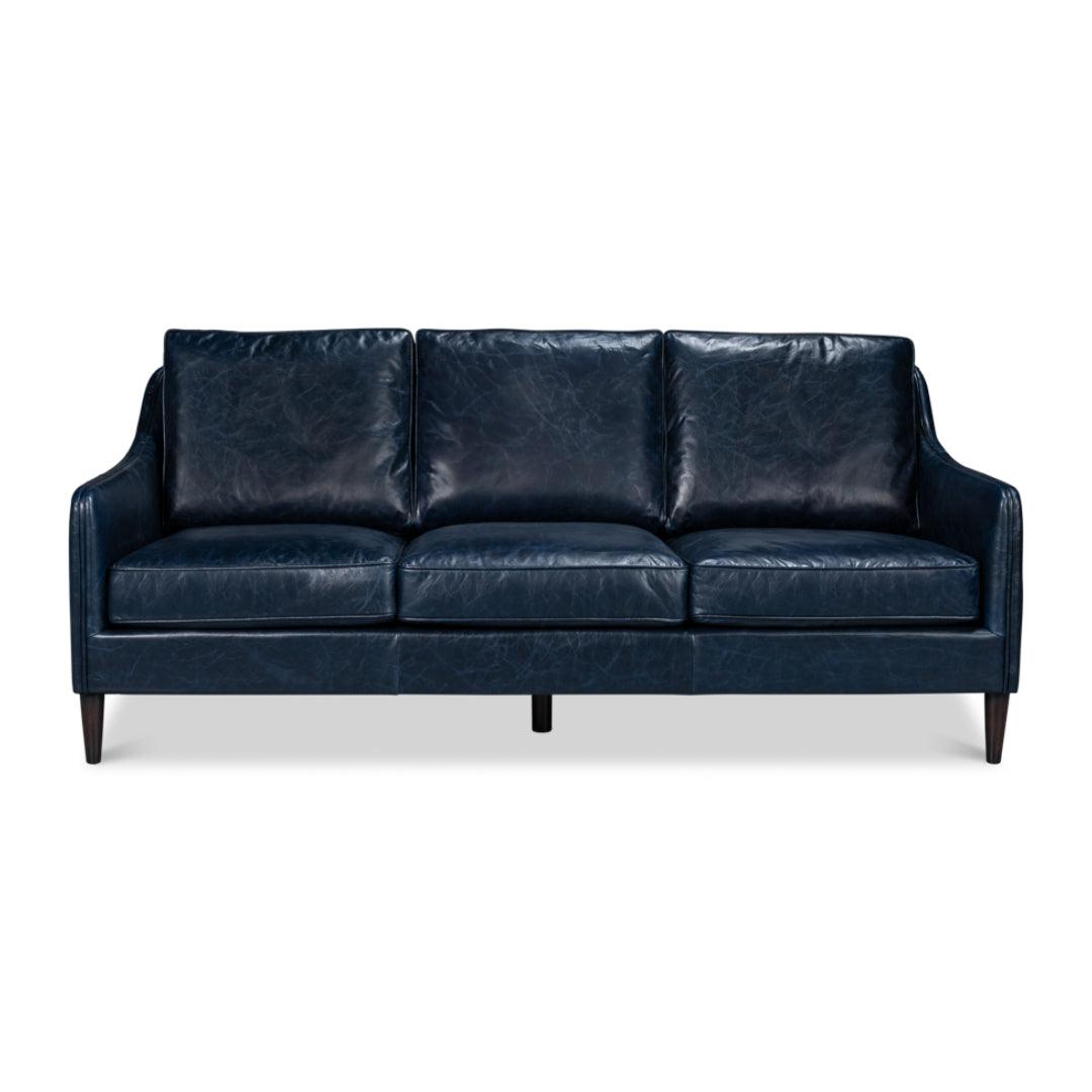 Chateau Blue Leather Sofa