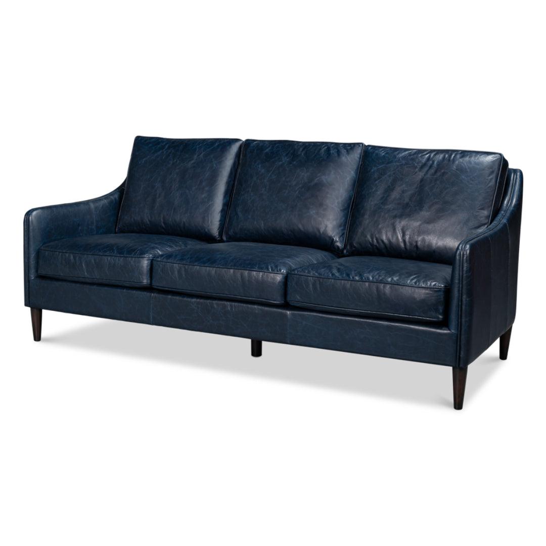 Chateau Blue Leather Sofa