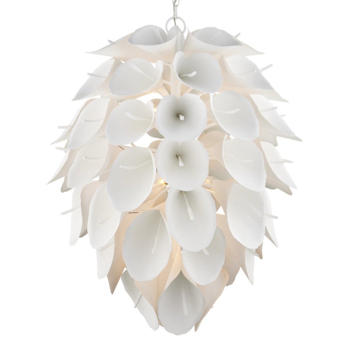 White Gesso 9-Light Calla Lily Chandelier