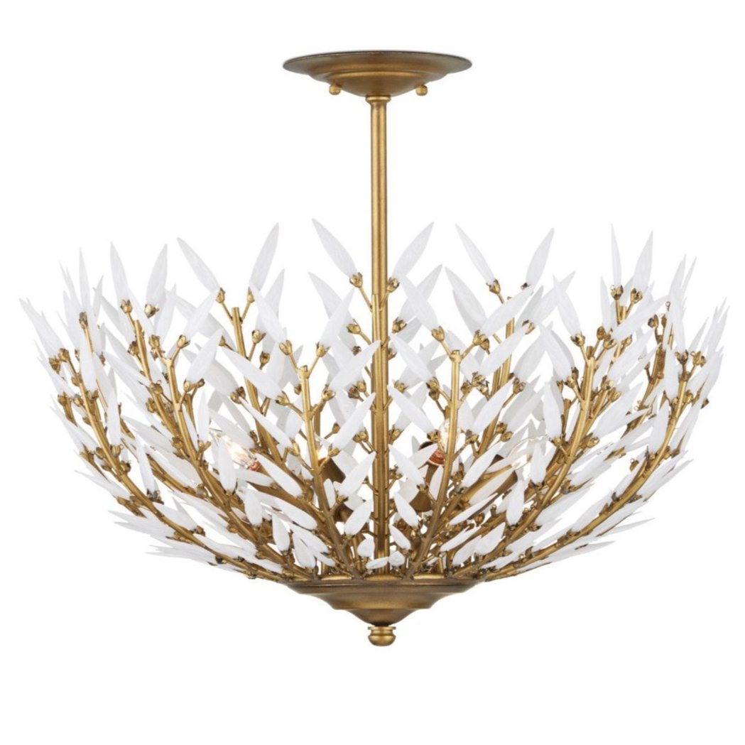 Stems Brass White Chandelier