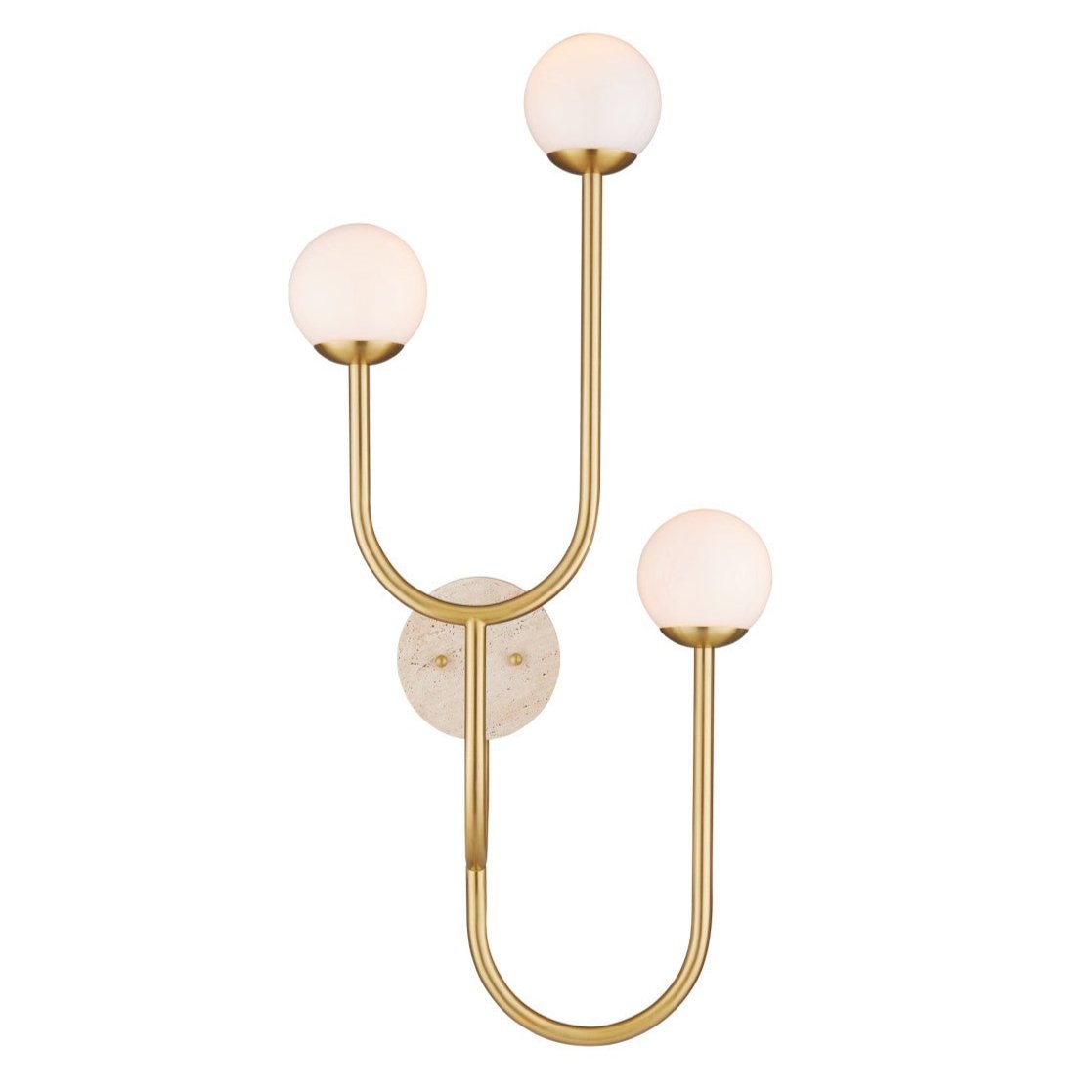 Triple Frosted Glass Shades Brass Wall Sconce