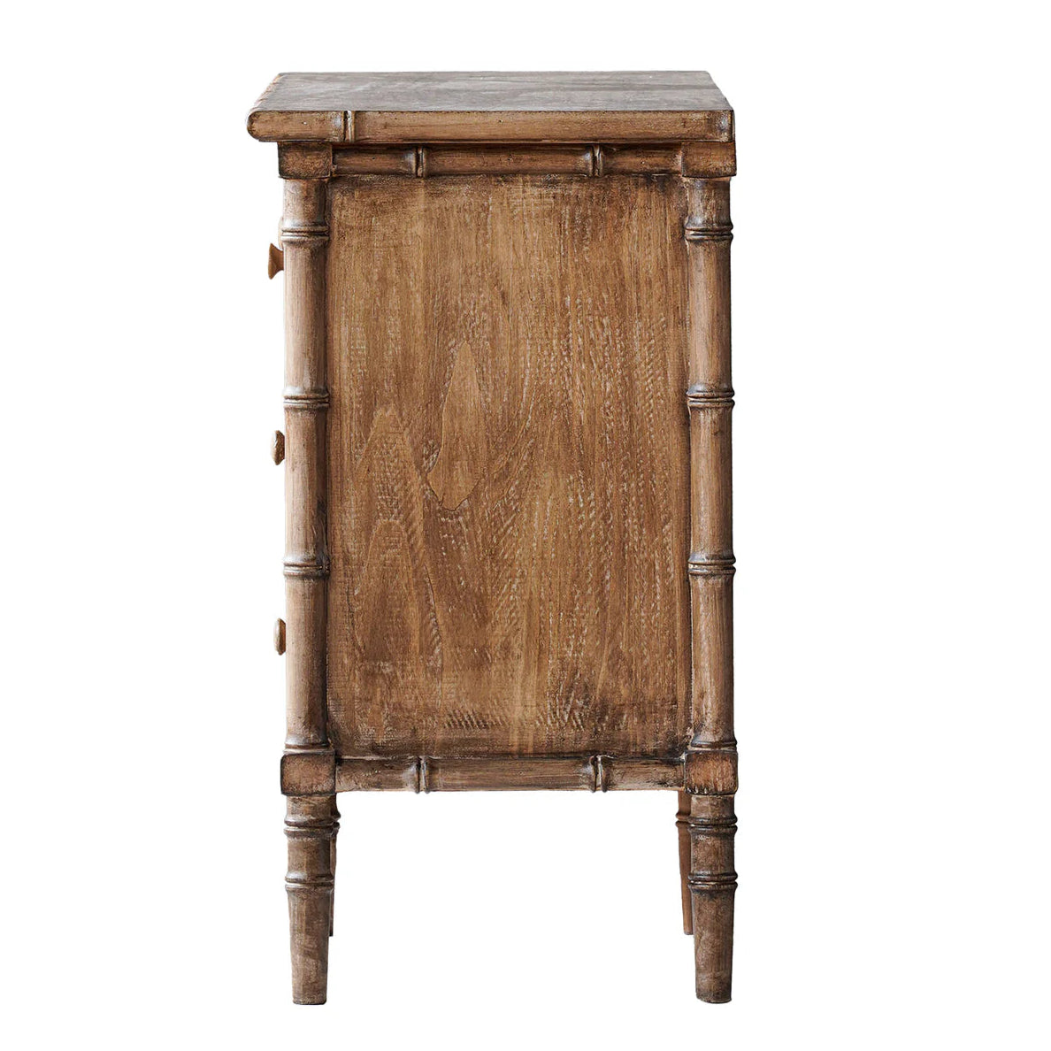 Distressed Natural Faux Bamboo Double Dresser