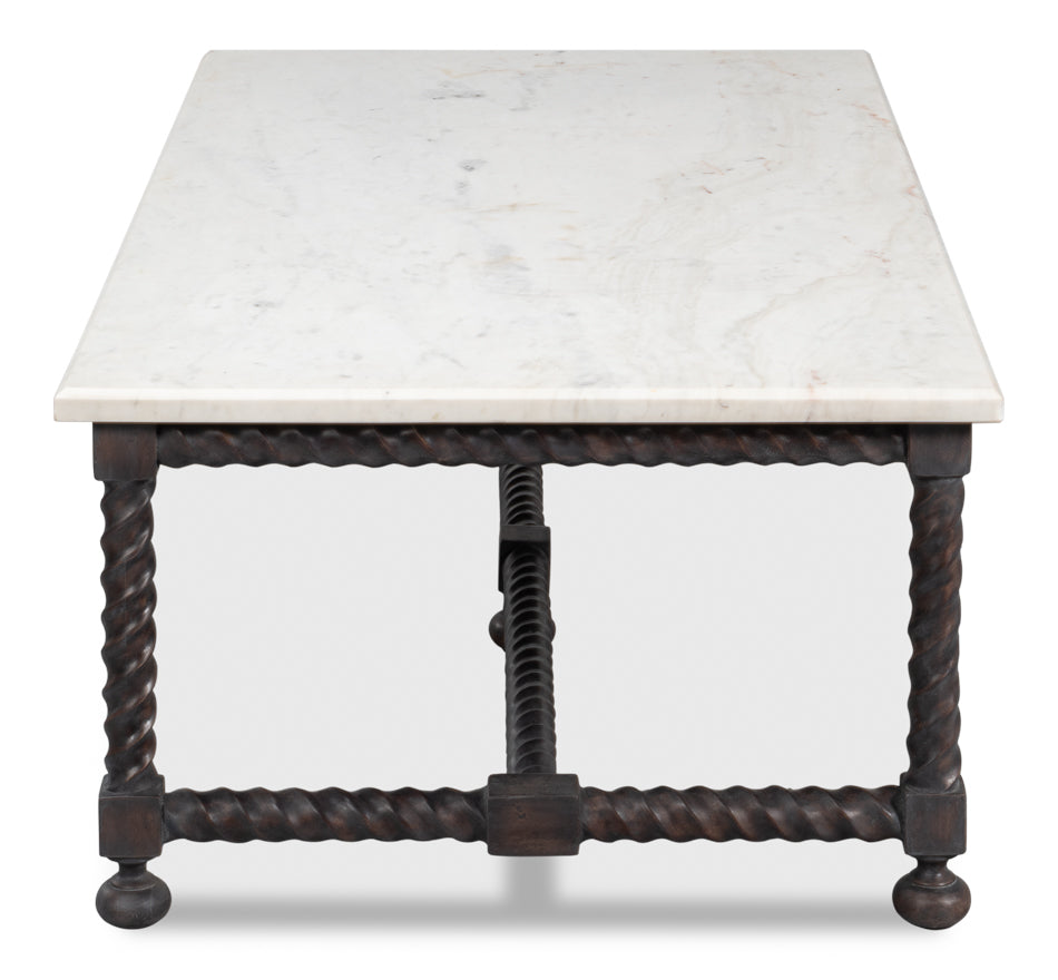 Barley White Marble Top Coffee Table