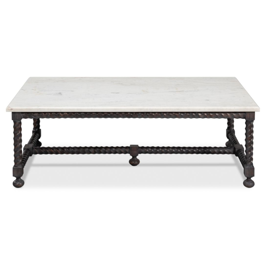 Barley White Marble Top Coffee Table