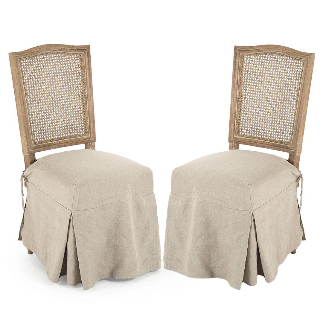 Arched French Cane Backed Apron Side Chairs